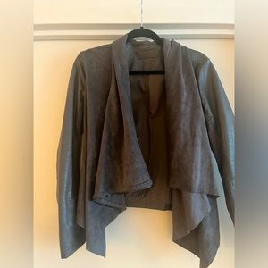 AWESOME Gray leather and suede, cowl neck jacket 🩶🩶🩶